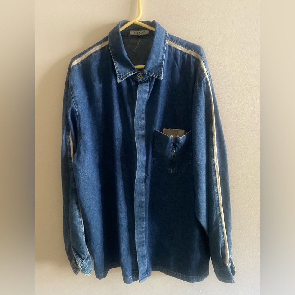 Bernini Men Denim Shirt Size 3XL